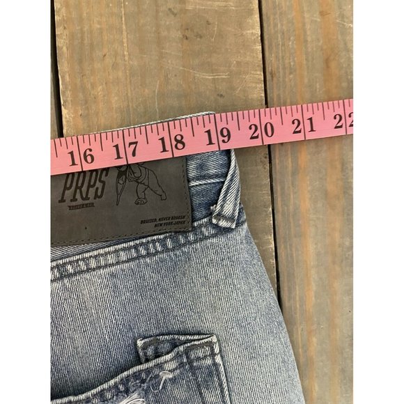 PRPS Demon Slim Fit Heavily Distressed Denim Blue Light Wash Jeans Mens 38X28 - Picture 7 of 10